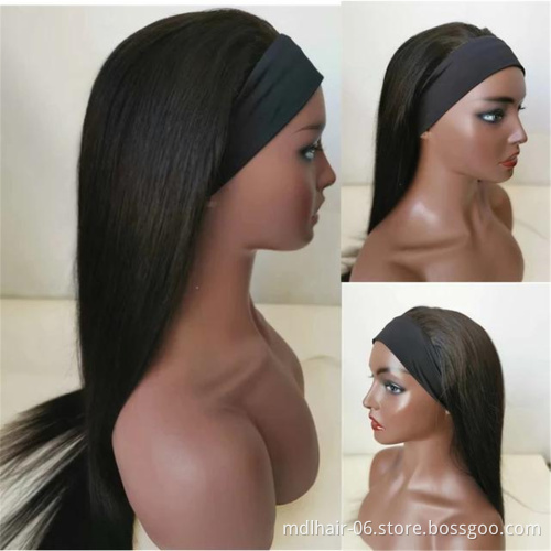 Hot Selling Brazillian Hair Virgin Brazilian Wigs Straight Headband Wigs Manufacturers Unprocessed Human Hair